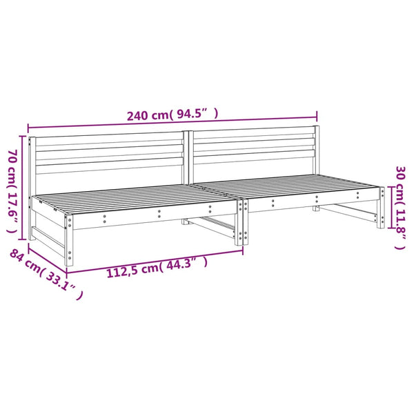 Garten Mittelsofas 2er Set Kiefer Massivholz Weiß