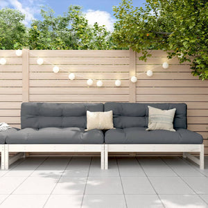Garten Mittelsofas 2er Set Kiefer Massivholz Weiß
