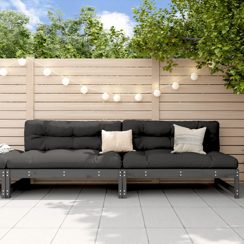 vidaXL Canapés centraux de jardin 2 pcs Gris 120x80 cm Bois de pin massif