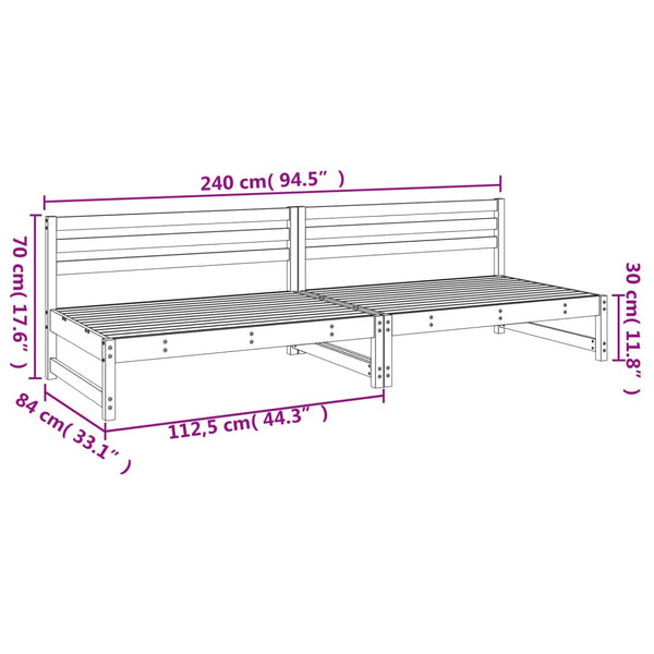 vidaXL Canapés centraux de jardin 2 pcs 120x80 cm Bois de pin imprégné