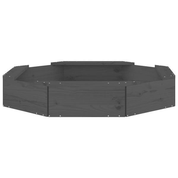 Grauer Sandkasten mit Sitzen, achteckig