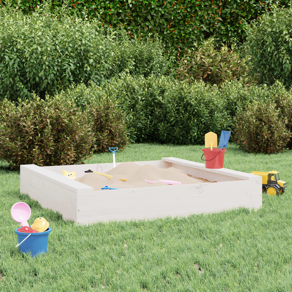 Quadratischer Sandkasten mit Sitzen, Kiefer Massivholz