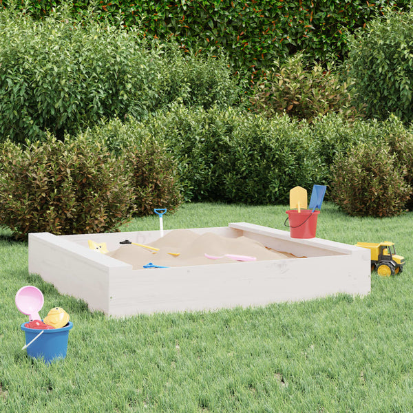 Quadratischer Sandkasten mit Sitzen, Kiefer Massivholz
