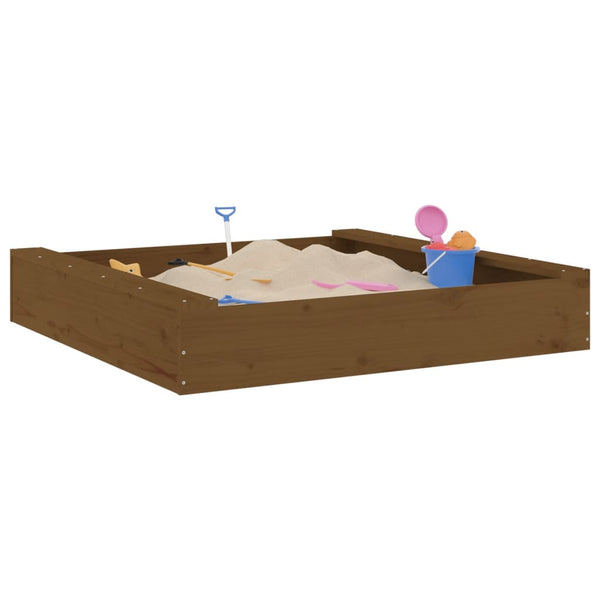 Quadratischer Sandkasten mit Sitzen aus Kiefernholz