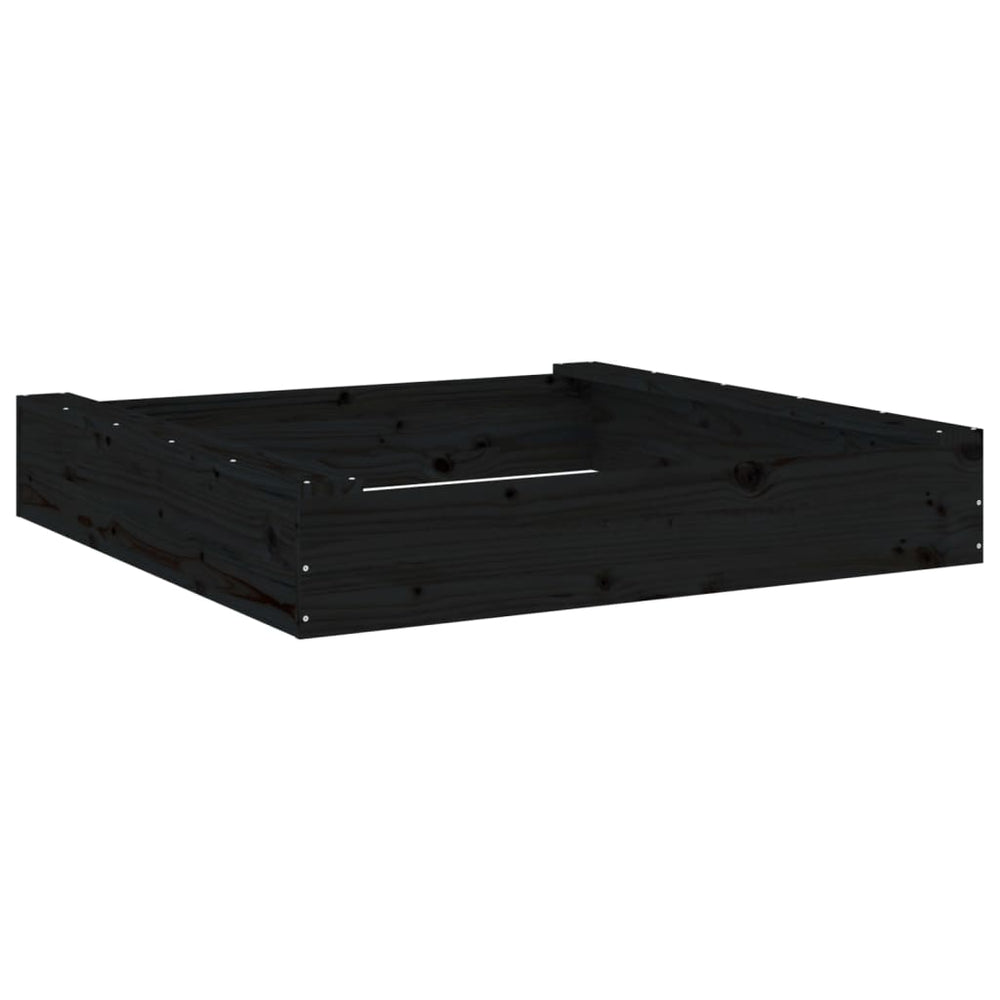 vidaXL Bac à sable avec bancs Noir Carré Bois de pin massif