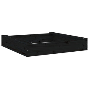 Schwarzer Sandkasten mit Sitzen Kiefer Quadratisch