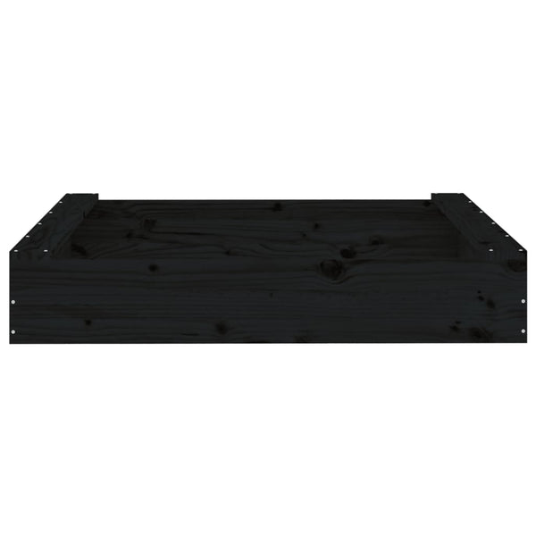 Schwarzer Sandkasten mit Sitzen Kiefer Quadratisch