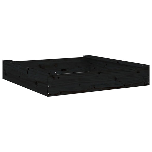 Schwarzer Sandkasten mit Sitzen Kiefer Quadratisch