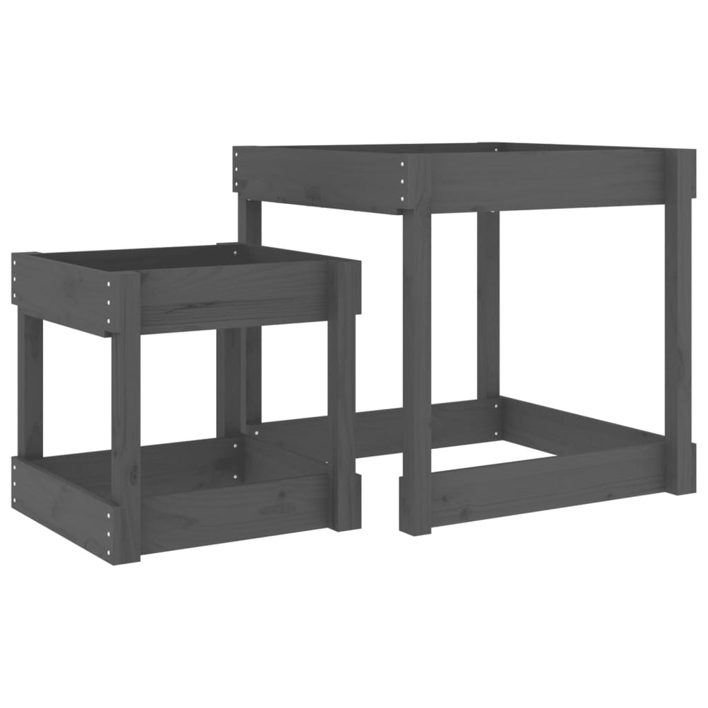 Sandspieltische 2er-Set Grau Kiefernholz