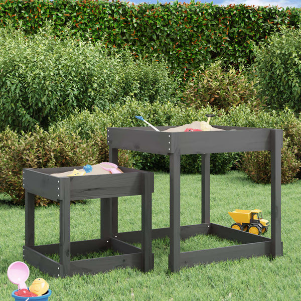 Sandspieltische 2er-Set Grau Kiefernholz