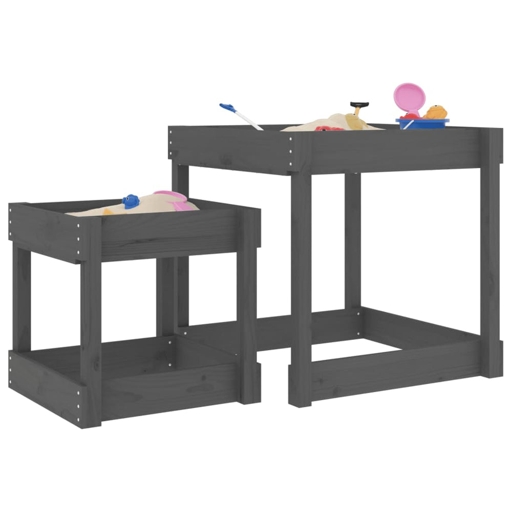 Sandspieltische 2er-Set Grau Kiefernholz