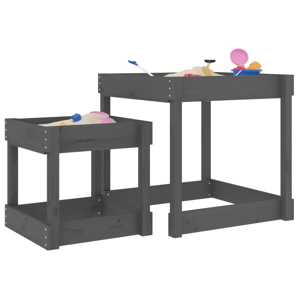 Sandspieltische 2er-Set Grau Kiefernholz