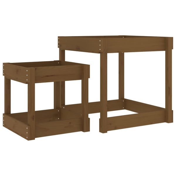 Sandtische 2er Set Kiefer massiv honigbraun