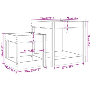 Sandtische 2er Set Kiefer massiv honigbraun