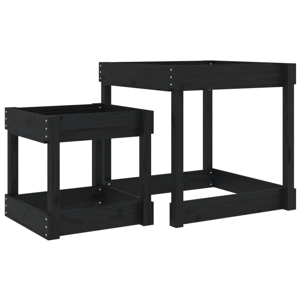 Sandtische 2er Set Kiefer Massivholz Schwarz