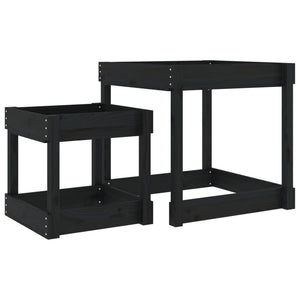 Sandtische 2er Set Kiefer Massivholz Schwarz