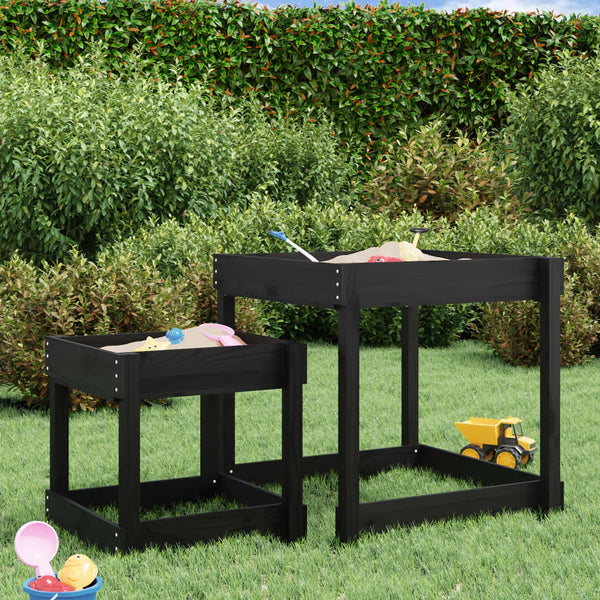 Sandtische 2er Set Kiefer Massivholz Schwarz