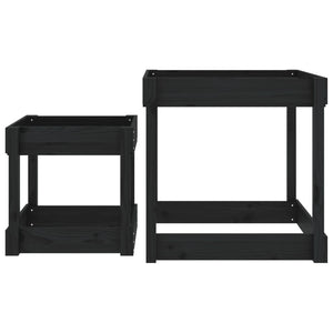 Sandtische 2er Set Kiefer Massivholz Schwarz