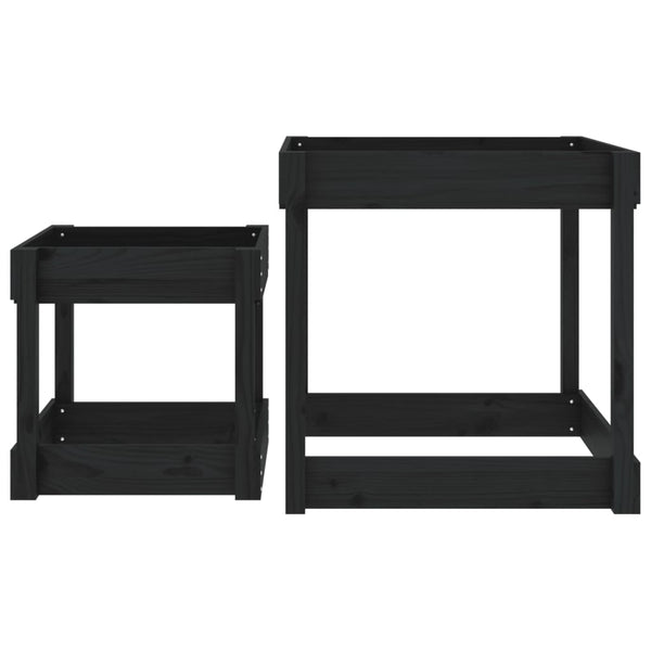 Sandtische 2er Set Kiefer Massivholz Schwarz