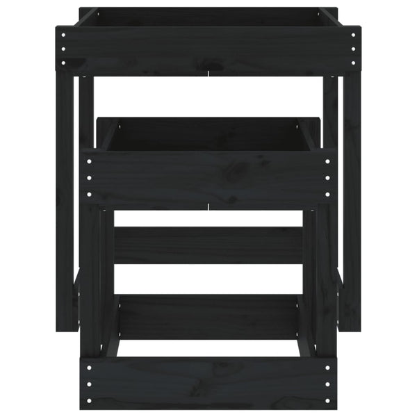 Sandtische 2er Set Kiefer Massivholz Schwarz