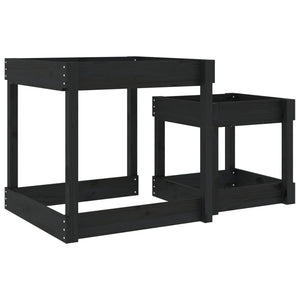 Sandtische 2er Set Kiefer Massivholz Schwarz