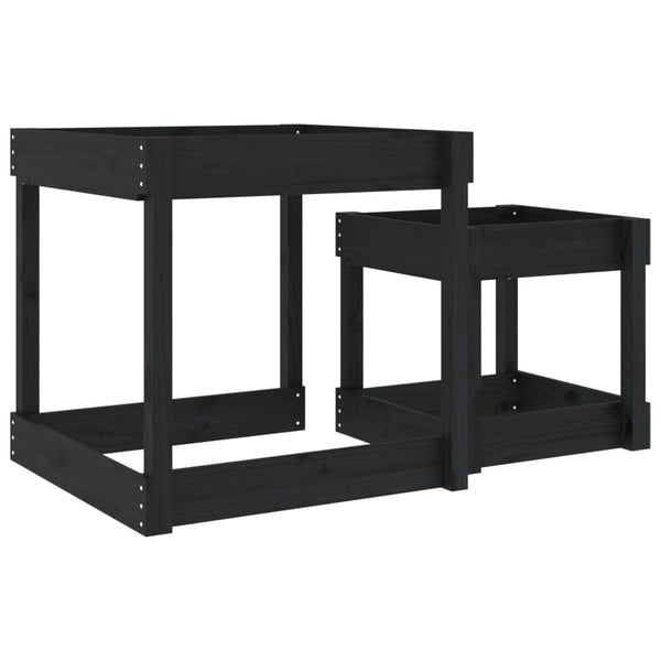 Sandtische 2er Set Kiefer Massivholz Schwarz