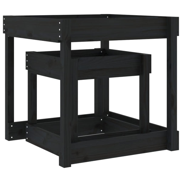 Sandtische 2er Set Kiefer Massivholz Schwarz