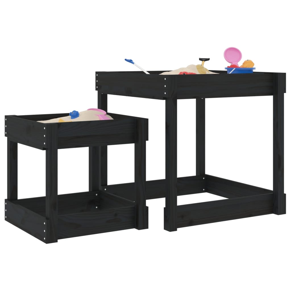 Sandtische 2er Set Kiefer Massivholz Schwarz