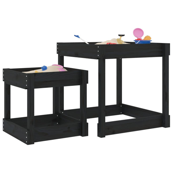 Sandtische 2er Set Kiefer Massivholz Schwarz