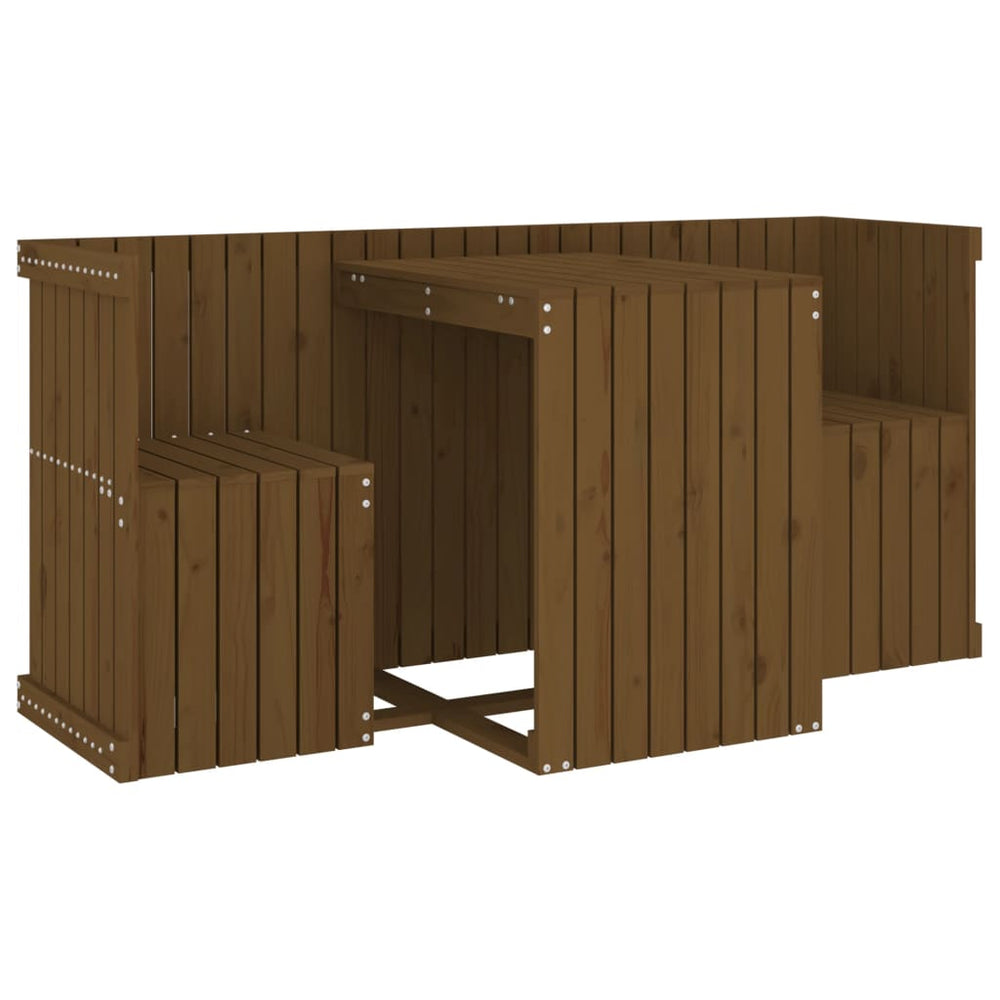 2-Sitzer Balkonmöbel-Set Honigbraun Kiefer Massivholz
