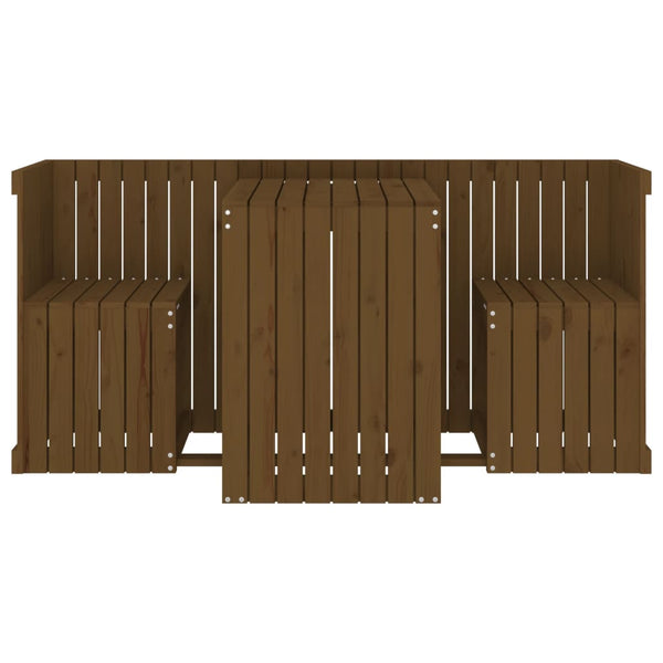 2-Sitzer Balkonmöbel-Set Honigbraun Kiefer Massivholz