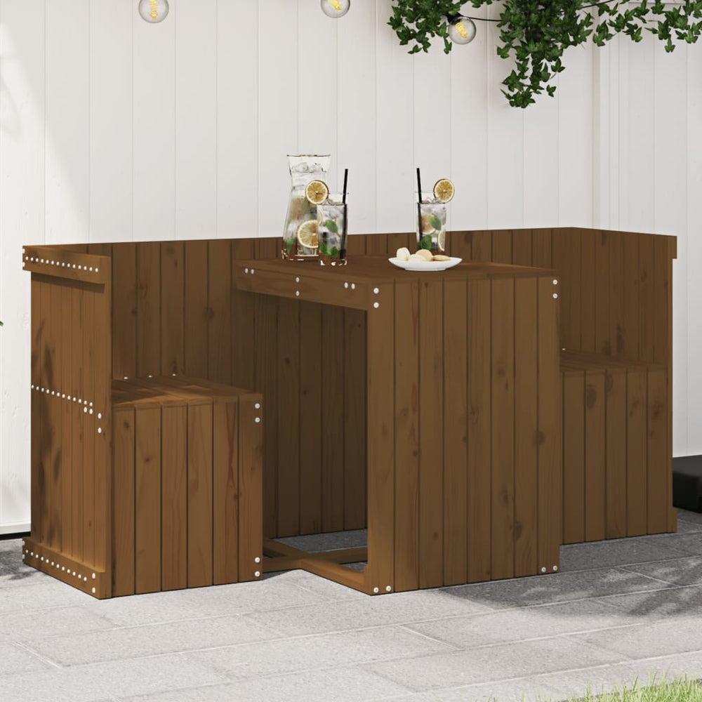 2-Sitzer Balkonmöbel-Set Honigbraun Kiefer Massivholz