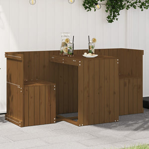 2-Sitzer Balkonmöbel-Set Honigbraun Kiefer Massivholz