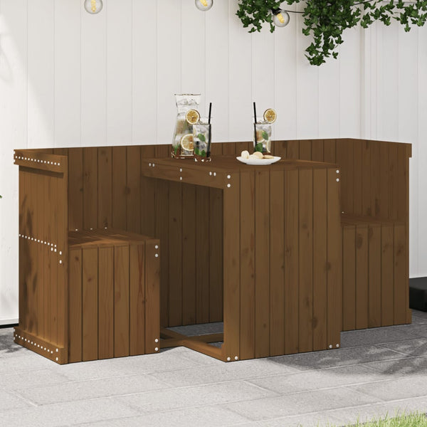 2-Sitzer Balkonmöbel-Set Honigbraun Kiefer Massivholz