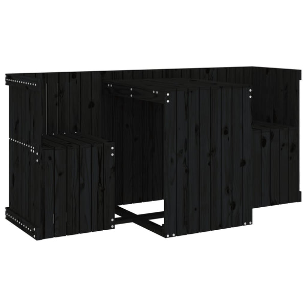 Balkonmöbel Set 2-Sitzer Schwarz Kieferholz