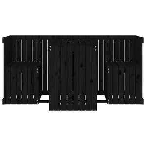 Balkonmöbel Set 2-Sitzer Schwarz Kieferholz