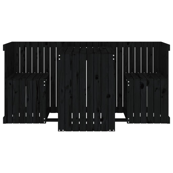 Balkonmöbel Set 2-Sitzer Schwarz Kieferholz