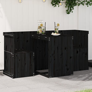 Balkonmöbel Set 2-Sitzer Schwarz Kieferholz