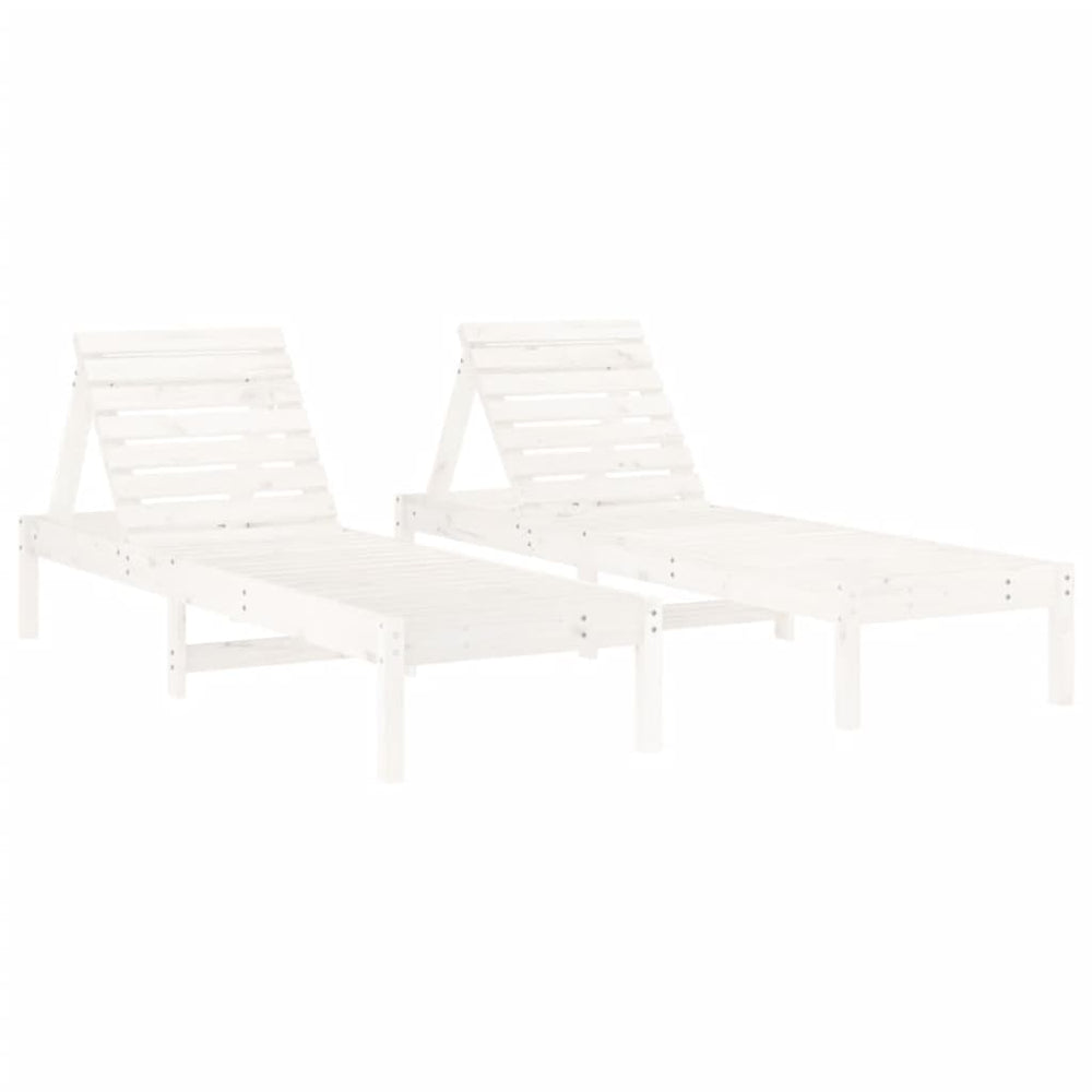 Sonnenliegen 2er Set Weiß Kiefer Massivholz