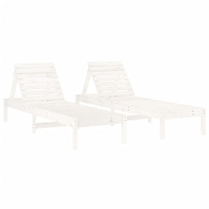 Sonnenliegen 2er Set Weiß Kiefer Massivholz