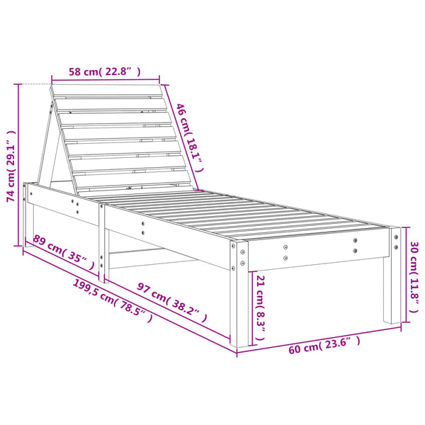 Sonnenliegen 2er Set Weiß Kiefer Massivholz