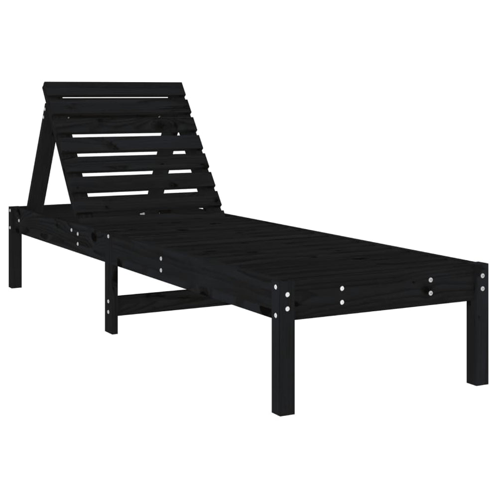 Schwarze Sonnenliege Kiefernholz