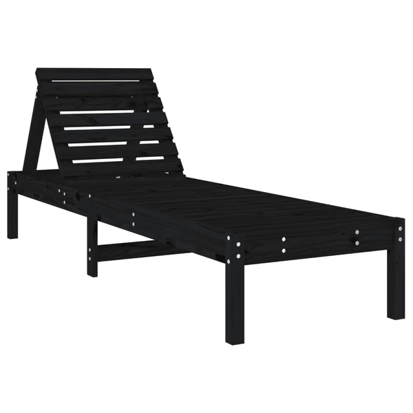 Schwarze Sonnenliege Kiefernholz