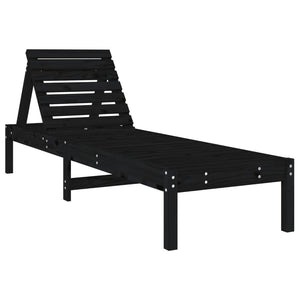 Schwarze Sonnenliegen 2er Set Kiefernholz
