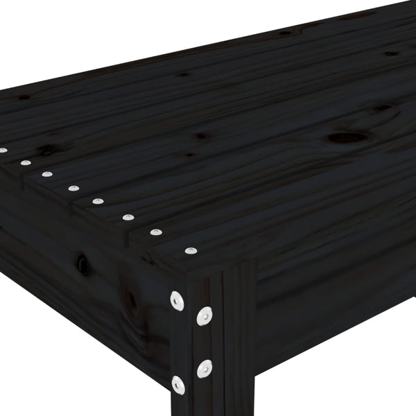 Schwarze Gartenbank 80 cm Kiefer Massivholz
