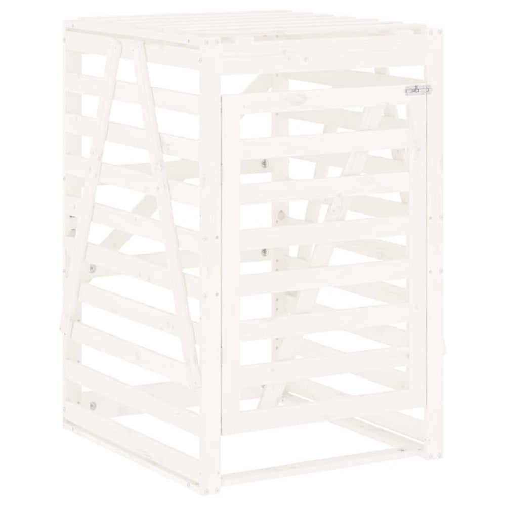 Mülltonnenbox Weiß Kiefer Massivholz 84x90x128,5cm