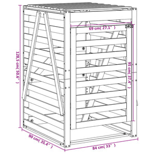 Mülltonnenbox Weiß Kiefer Massivholz 84x90x128,5cm