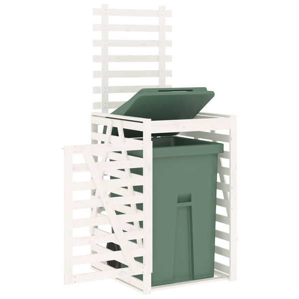Mülltonnenbox Weiß Kiefer Massivholz 84x90x128,5cm