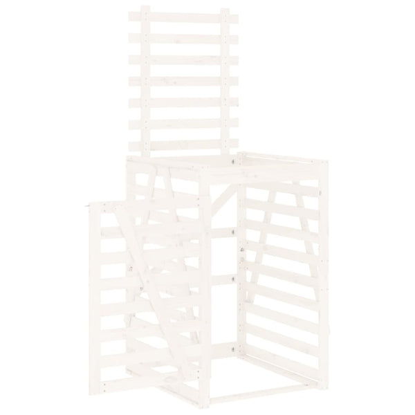 Mülltonnenbox Weiß Kiefer Massivholz 84x90x128,5cm