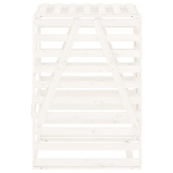 Mülltonnenbox Weiß Kiefer Massivholz 84x90x128,5cm